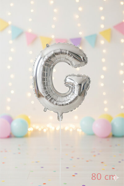 Deniz Party Store بالون فويل فضي حجم وسط حرف (G).
