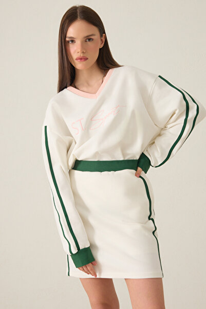 Setre Мини пола на райета в екрю, 100% памук