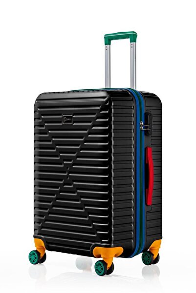 louisiana polo Büyük Boy %100 Polikarbon Valiz 4x2 Teker Siyah 1088