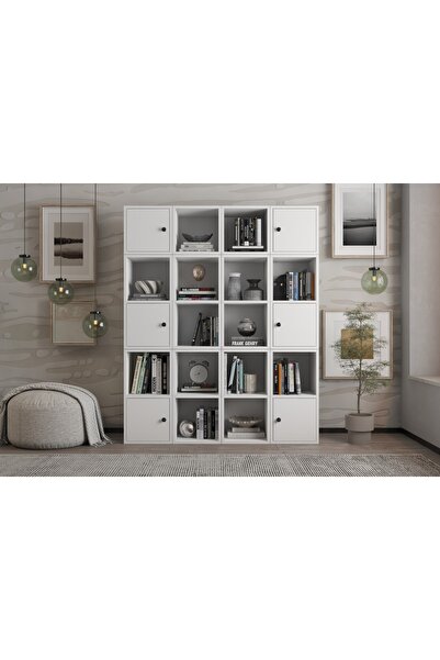 Nettrends 6 Kapakli Rafli Kitaplik 130 Cm Beyaz Ktp-1112-ç