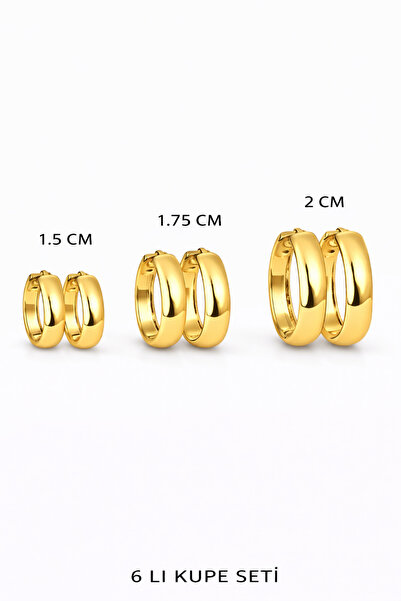 Jack Ferrero GOLD KADIN ÇELİK 6'LI KÜPE SETİ