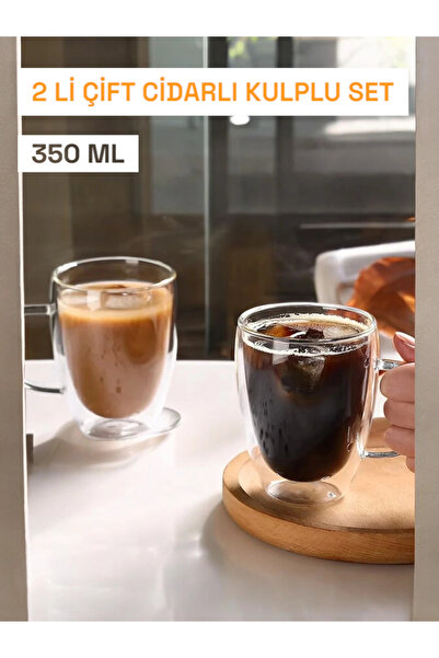 Ercazzo 2 Adet Çift Cidarlı Isıya Dayanıklı Cam Bardak Çift Kat Borosilikat K...