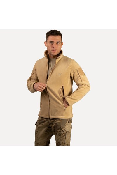 Wolftrap Tactical Tam Fermuarlı Taktik Polar Ceket 2011 Bej 5 Cepli Outdoor Polar