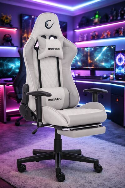 Rampage Elemental Terletmez Kumaş Ayak Dayama Gri/Karbon Gaming Üst Düzey Oyu...