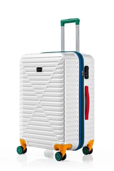 louisiana polo Büyük Boy %100 Polikarbon Valiz 4x2 Teker Beyaz 1088