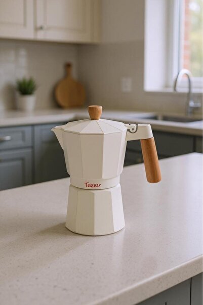 Taşev Bambum Garen Moka Pot 6 Fincan Bej