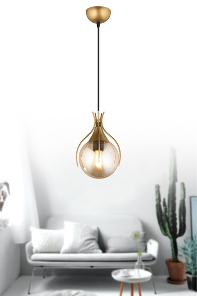 NisaLuce Nisa Luce Kınalı Modern 3 lü  bal cam avize