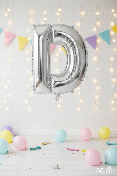 Deniz Party Store بالون فويل فضي حجم وسط حرف (D).