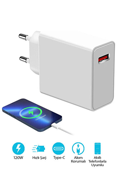Genel Markalar 120 Watt Turbo Hızlı Şarj Xiaomi Redmi Samsung Uyumlu Turbo Hızlı Şarj Cihazı 120W Şarz Aleti