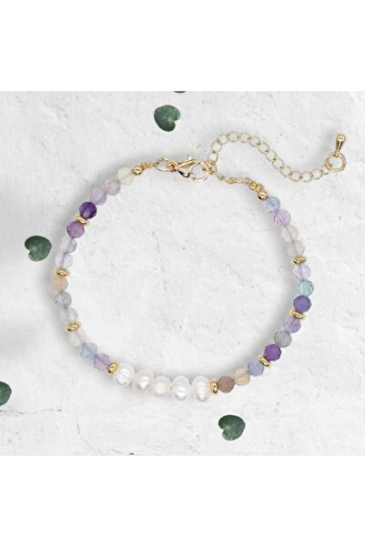 Ezera Brățară de prietenie Natya din cristale de fluorit și perle