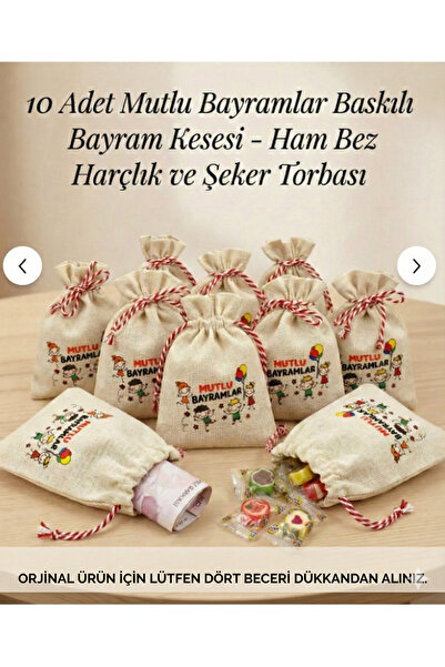 Dört Beceri Dükkân 10'lu EKONOMİK PAKET Mutlu Bayramlar Baskılı Bayram Kesesi...