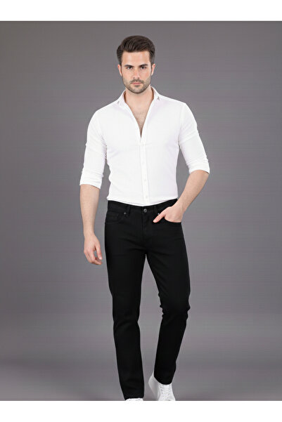 MYRAB DENİM Μαύρο ανδρικό τζιν παντελόνι Regular Fit
