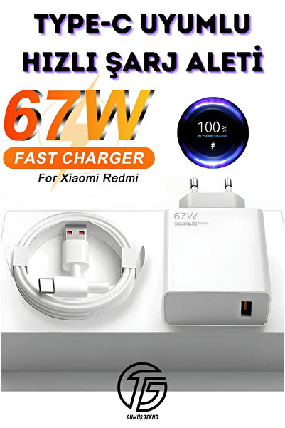 QÜMÜŞ Kaliteli Type-C 67w (WATT) Hızlı Şarj Aleti Adaptör Kablo Set Samsung G...