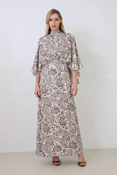 Setre Дълга рокля с яка и ръкави в цвят екрю