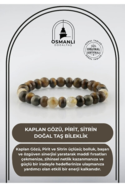 OSMANLI DOĞAL TAŞ سوار من الأحجار الطبيعية: عين النمر، البيريت، السيترين