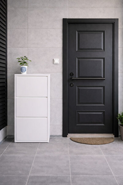 Genel Markalar 3'lü Metal Ayakkabılık Beyaz