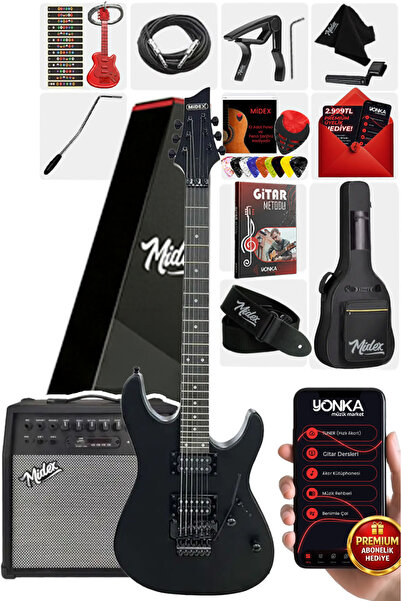 Midex Grx-300-50-amp Profesyonel Elektro Gitar Seti 50 Watt Gainli Şarjlı Blu...