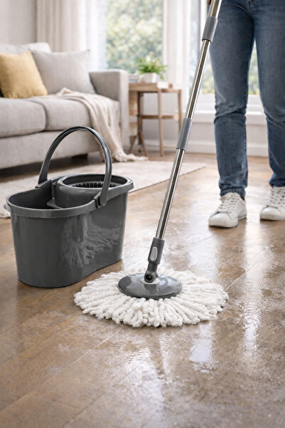 Tornado 360 Döner Başlıklı Mop Paspas Temizlik Seti 16 Lt Gri