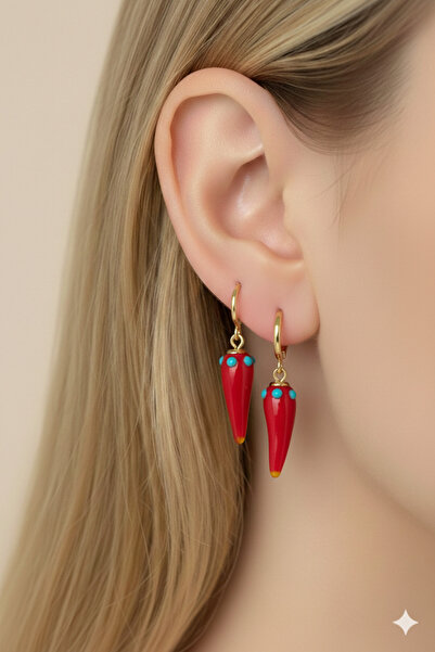 PETEK AKSESUAR أقراط الفلفل الزجاجية المصنوعة يدويًا من مورانو