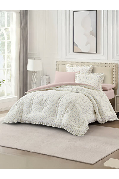 Doona 6-Pc King Comforter Set 260x240 cm, 360 GSM Poly Silk, Reversible Print...