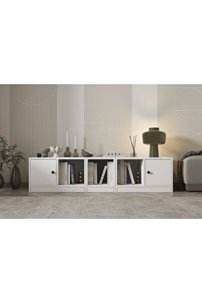 Nettrends 2 Kapakli Rafli Kitaplik 160 Cm Beyaz Ktp-1194-ç