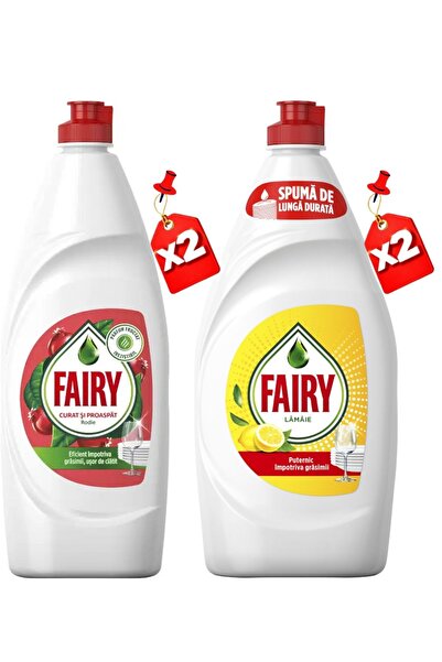 Fairy Liquid Dishwashing Detergent 750ml Pomegranate x2 + 750ml Lemon x2 Set ...