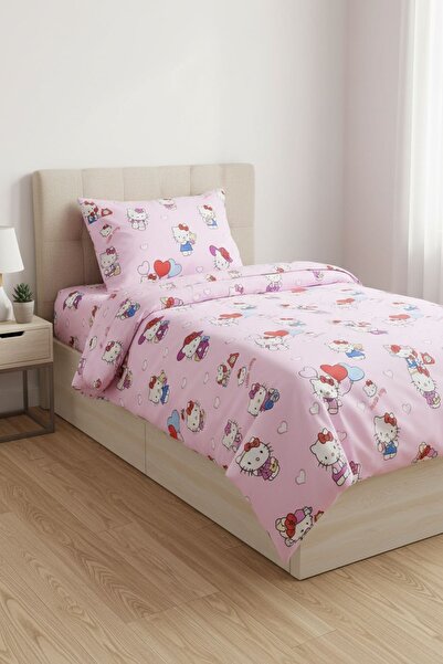 Gasel Home Hello Kitty Pamuklu Kumaş Nevresim Takımı ( Çarşafı Lastikli )