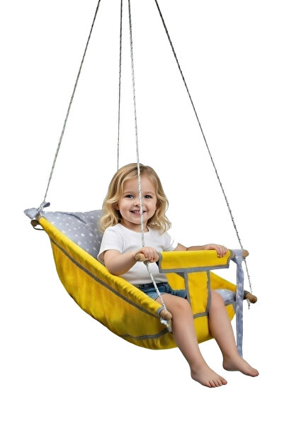 Bundeba Kids Sarı Bebek Uyku Salıncağı Çocuk Ahşap Hamak Beşik Salıncak Minde...