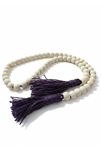 diclecollection Mărgele decorative din lemn cu ciucuri mov, mărgele de rugăci...