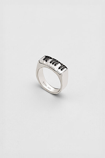 So CHIC... Piyano 18 Ayar Beyaz Altın Kaplama Unisex Gümüş Yüzük