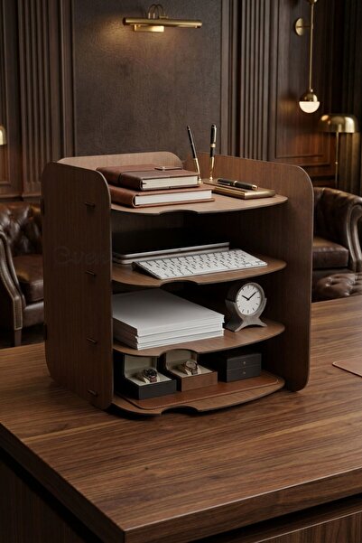 Evene Dosya Düzenleyici Masa Üstü Organizer Ahşap Evrak Raflı Model 2