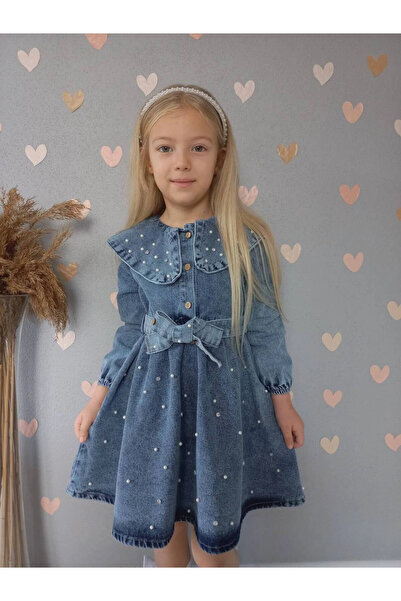 DUDOR KİDS Rochie din denim pentru fete/Rochie din blugi - de sărbătoare