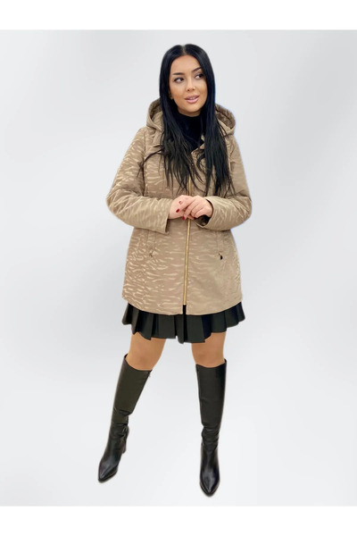 Ekol Oversize Kapüşonlu Midi Kadın Mont - Günlük Şıklık