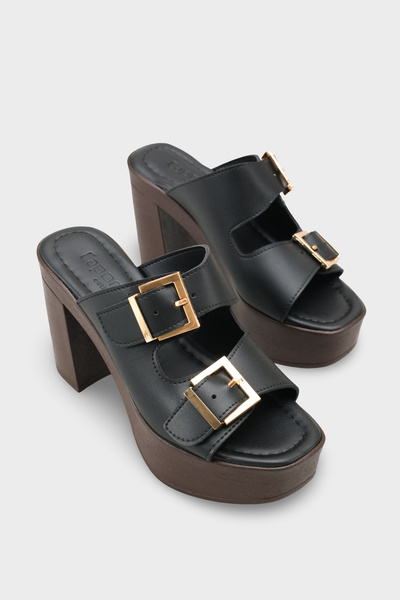 Capone Outfitters Rory Platform Double Buckle Women's Slippers