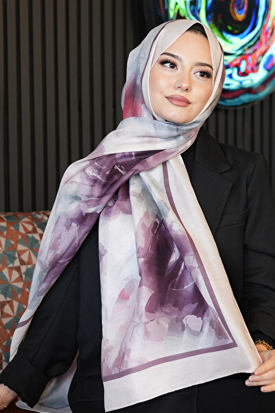 AFVENTE Akverel Pattern Dried Rose Soft Cotton Shawl