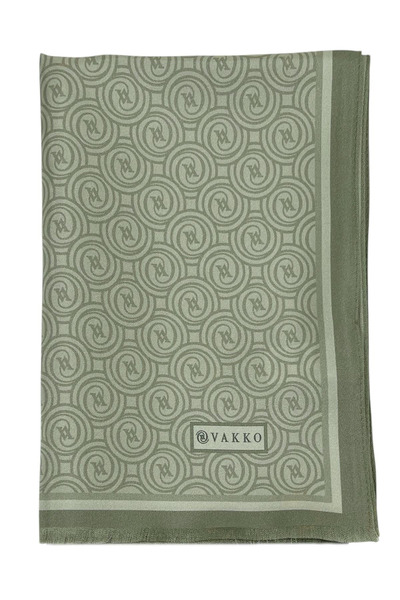 Vakko Twill Silk Shawl - New Monogram - Oil Green
