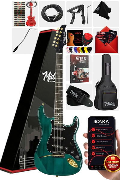 Midex Glc-40gr Pro Yeşil Elektro Gitar (Gigbag Askı Pena Kablo Capo)