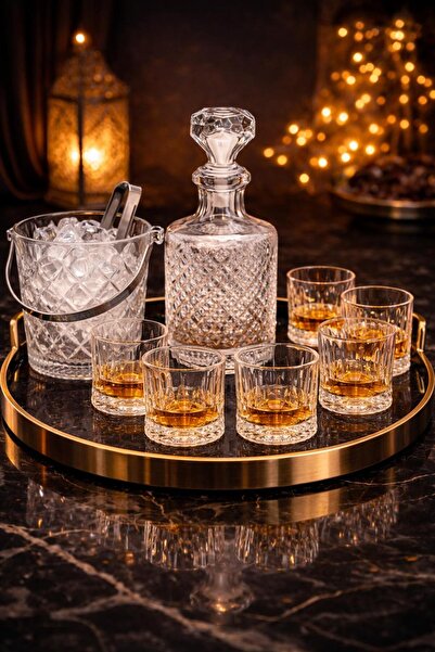 PARİONETTE 1200 CC Karaf 6 Adet 340 ML RCR Bardak 1000 CC Maşalı Buz Kovası L...