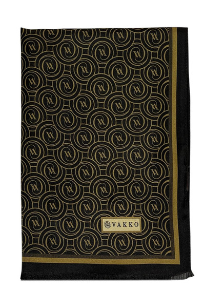 Vakko Twill Silk Shawl - New Monogram - Bitter Brown