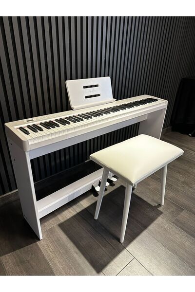 AUSTIN Beyaz Digital Piyano Hassasiyetli 88 Dolgu Tuş 3 Pedal Tabure Kulaklık...
