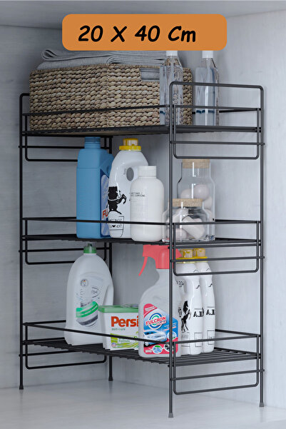 zabata 3 Katlı Evye Tezgah Altı Raf Banyo Mutfak Dolabı Çok Amaçlı Düzenleyic...