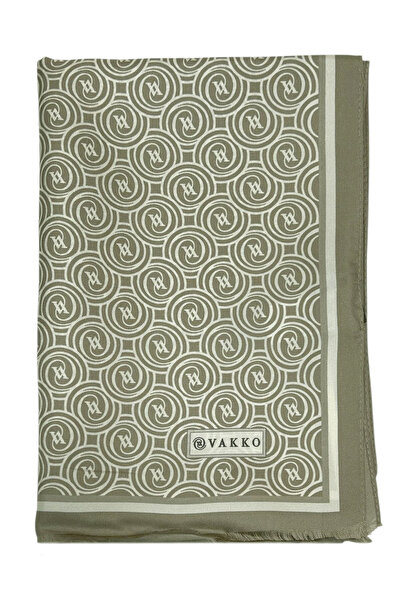 Vakko Twill Silk Shawl - New Monogram - Light Green