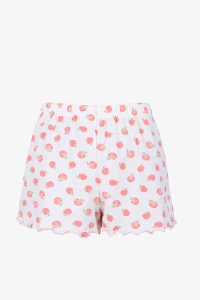 koza iç giyim Kadın Pamuklu Baby Overloklu İp Askılı Şortlu Pijama Takımı