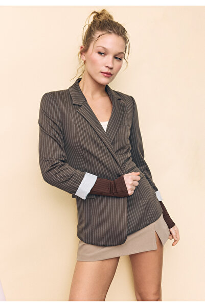 Stradivarius Basic striped knit blazer