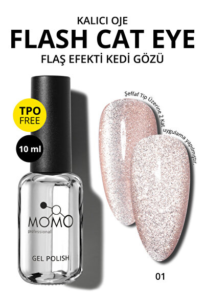 MOMO professional Kalıcı Oje Flash Cat Eye No.1. 10 ml