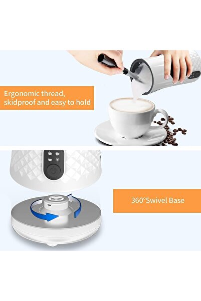 GABOS Spumator de lapte 4 în 1 pentru cafea, capuccino, GABOS™, 240 ml, 400 W, alb