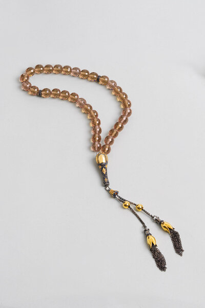 So CHIC... Zultanit Taşlı Siyah Rodyum Kaplama 27 Cm Gümüş Tesbih