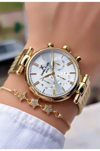 Daniel Klein Yeni Sezon Garantili Çelik Hasır Kordon Gold Renk Kadın Kol Saat...