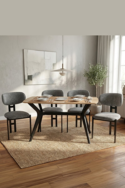 PLASMOB 80x120 Mutfak Masası Takımı 1 Masa + 4 Sandalye Salon Masası Viktoria...