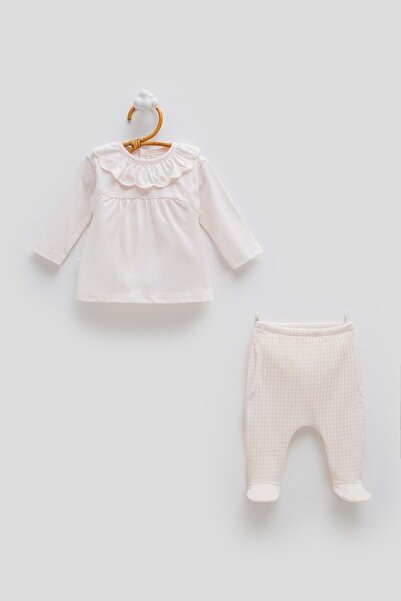 Caramell Only Flowers Ruffled Collar Top and Bottom Set Pink